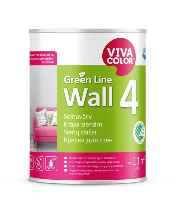 Sienų dažai Vivacolor Green Line WALL 4 A bazė 0.9L
