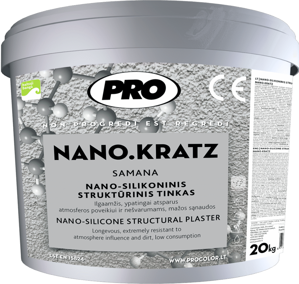Nano-silikoninis struktūrinis tinkas NANO.KRATZ, samanėlė, 20 Kg