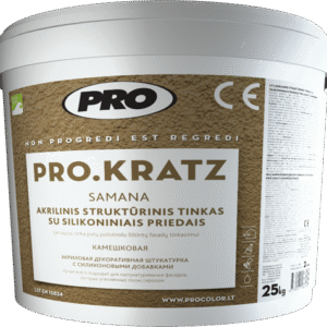Akrilinis struktūrinis tinkas PRO Kratz su silikono priedais, samanėlė, 25 Kg