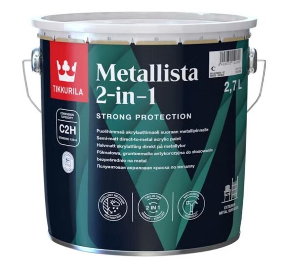 Dažai metaliniams paviršiams su gruntu Tikkurila Metallista 2-in-1