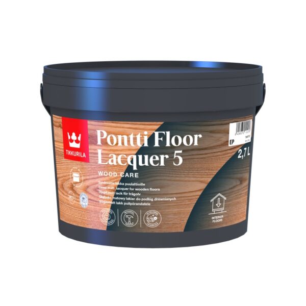 Medinių grindų lakas Tikkurila Pontti Floor Lacquer 5, vandeninis spalvinamas
